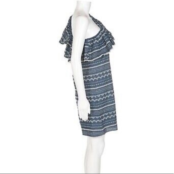 PARKER Blue Embroidered One Shoulder Dress XS - Picture 4 of 11